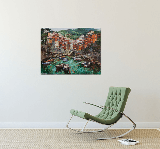 Riomaggiore, Cinque terre - Italian Landscape painting