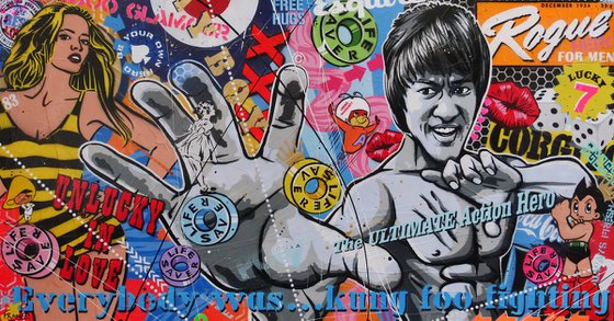 Action Hero Bruce 190cm x 100cm Bruce Lee Textured Urban Pop Art