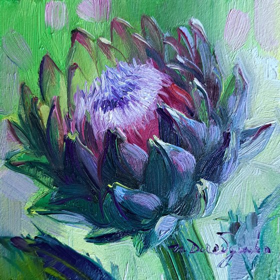 Blue artichoke flower