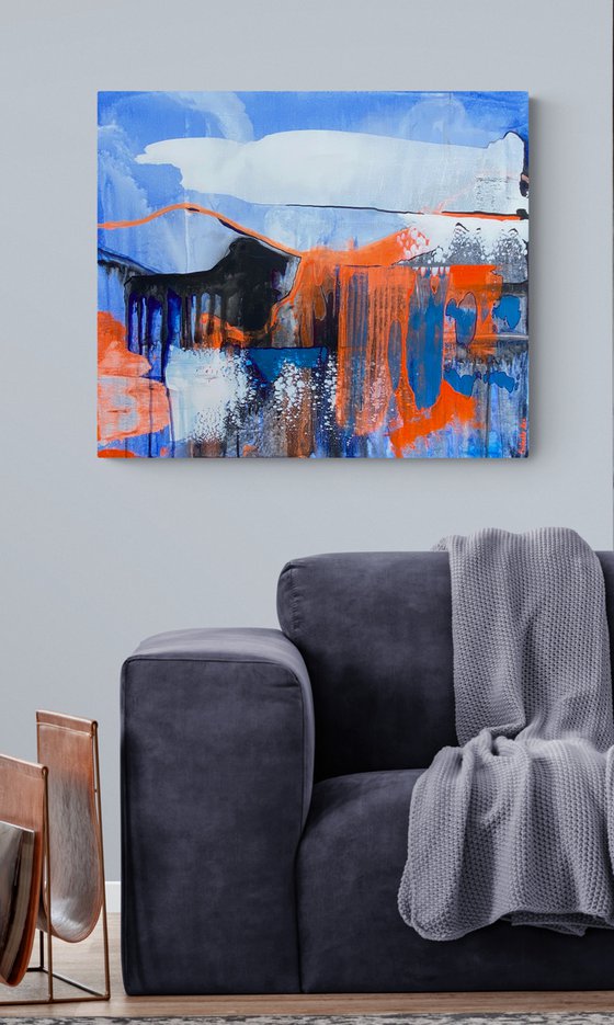 ''The Eruption''- blue abstract painting