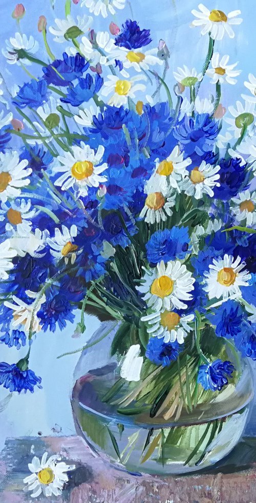 Cornflowers & Daisies by Anna Silabrama