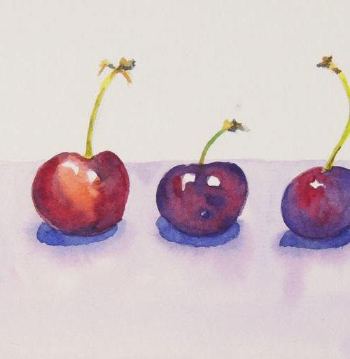 Cherries in a line by Krystyna Szczepanowski