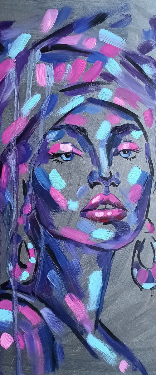 Mysterious beauty - portrait, oil painting, oil painting people, woman portrait, woman, woman face, face oil painting by Anastasia Kozorez