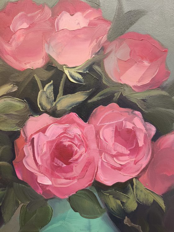 Still Life with Pink Roses