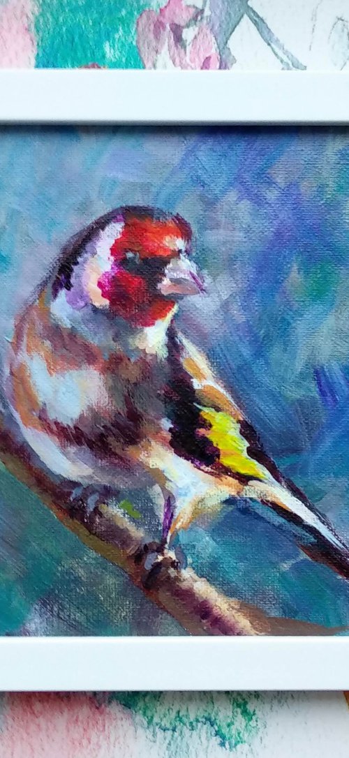 Goldfinch Garden Birds Nature Art by Anastasia Art Line