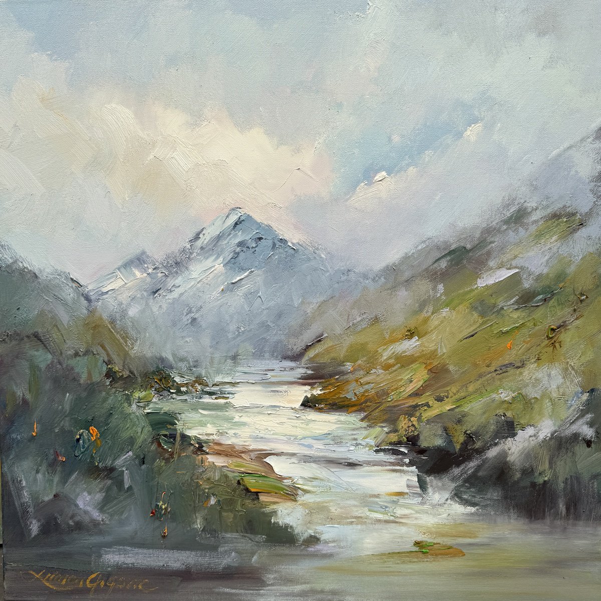 Impressionistic Landscape Oil Painting By Liliana Gigovic, 24 X 24", Mt Cook No 6,, Original Artwork
