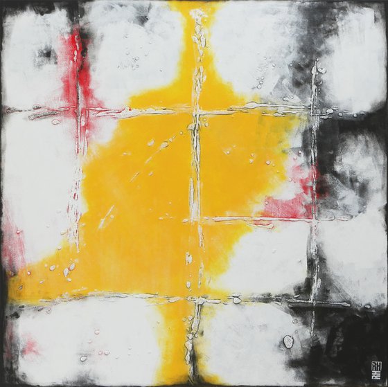 Square Abstract - White Textured - Acrylic Painting on canvas - 20D Ronald Hunter