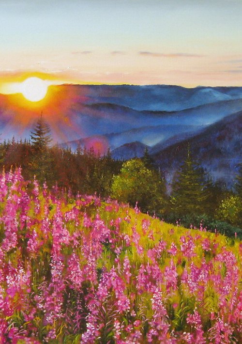 Mountain Meadow Sunset by Natalia Shaykina