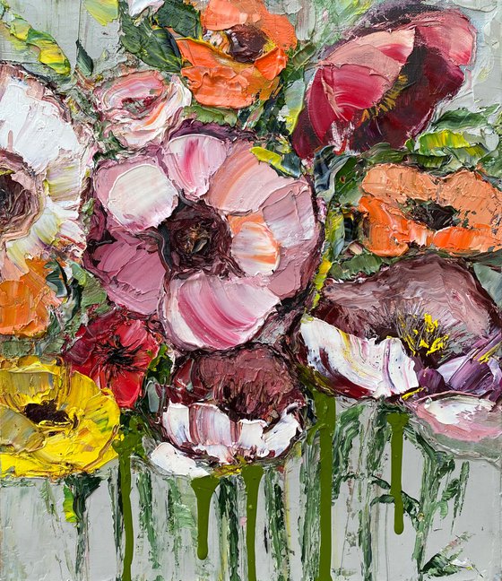 Pretty floral oil on canvas original painting