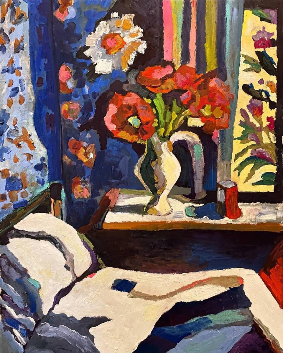 Impressionistic Still Life Oil Painting By Tatiana Fedorovskaya, 20 X 24", Morning And Poppies, Original Artwork