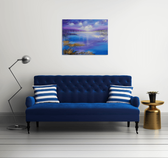 A XL large beautiful modern semi-abstract seascape painting "Miracle moment"