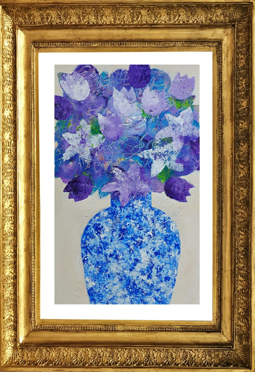 Purple Flowers in a Chinese Vase III by Jan Rippingham