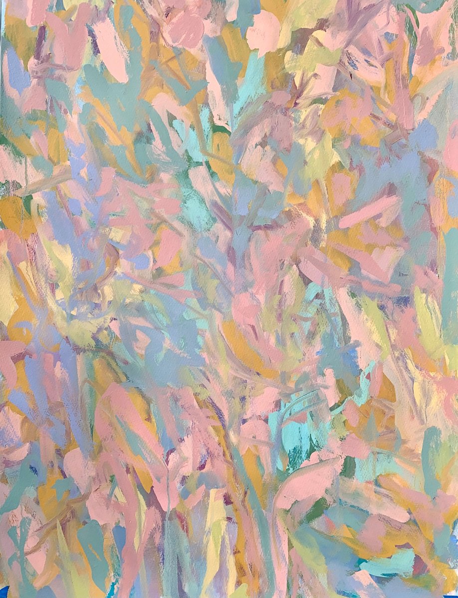 Organic Botanical Oil Painting By Kathleen Mullaniff, 21 X 30", 