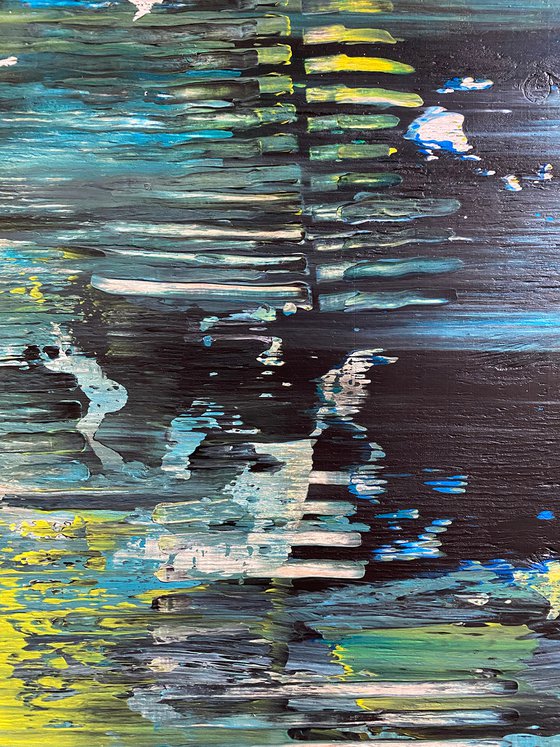 "That Will Leave A Mark" - FREE USA SHIPPING - Original PMS Abstract Acrylic Painting On Reclaimed Wood - 48" x 20"