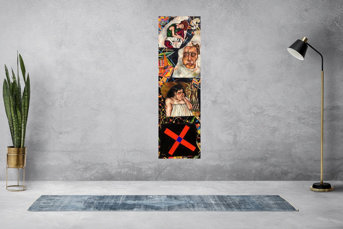 Portrait Oil Painting By Jg Wilson, 18 X 57, Rebus, Original Artwork