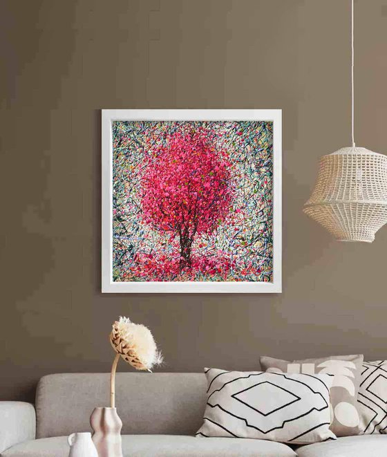 Pink mood for love - Sakura painting (stretched)