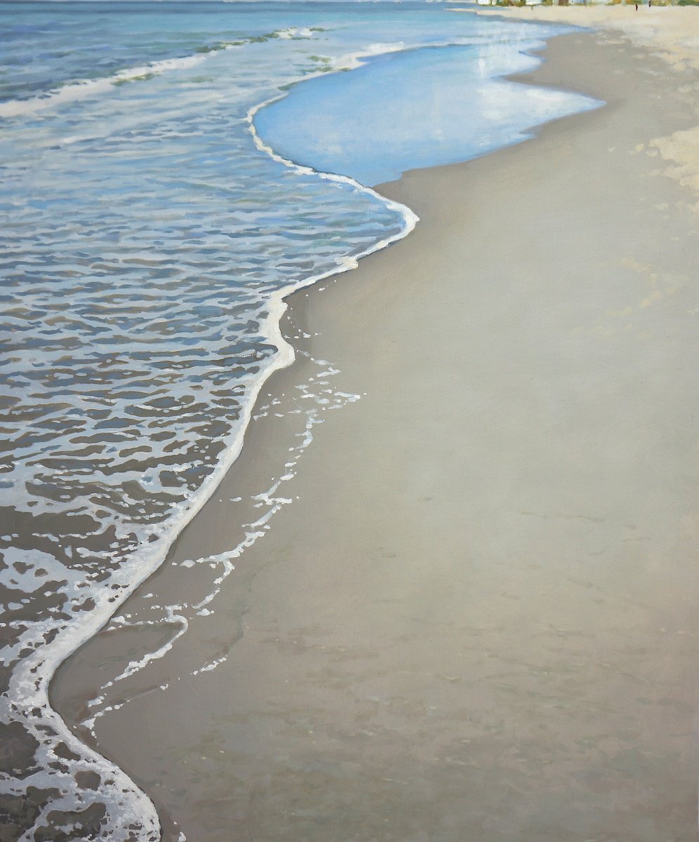Photorealistic Landscape Oil Painting By Sergej Sologub, 32 X 39", Sand And Water 2, Original Artwork