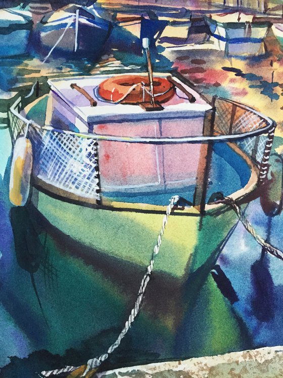 Italian landscape with boats