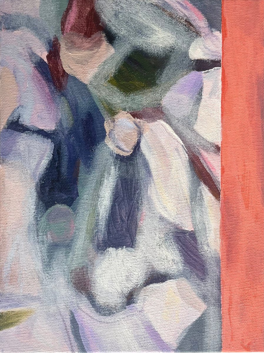 Organic Abstract Oil Painting By Yulia Ani, 7 X 9", Silent Bloom, Original Artwork