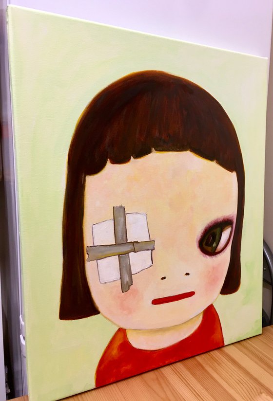 Studying Yoshitomo Nara portraits, The girl with a  eye patch