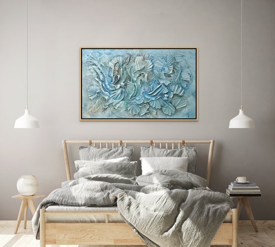 AMAZING ALWAYS NEAR. Large Abstract Textured Coastal Painting