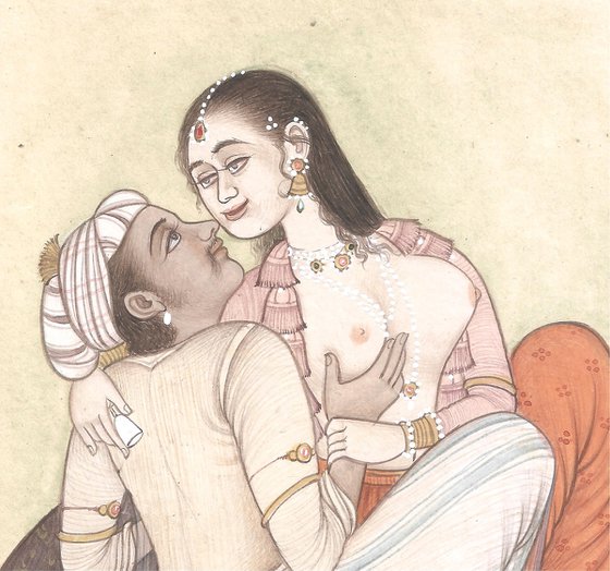 Original Romantic Indian Miniature Painting