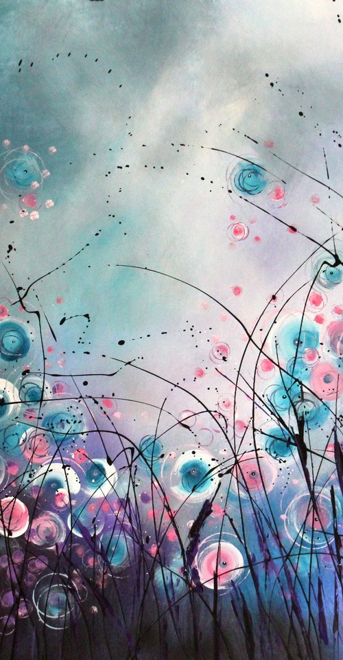 Wonderstorms #5 - Extra Large  original abstract floral landscape by Cecilia Frigati