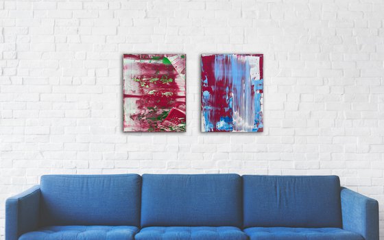 "They All Said It Wouldn't Work" - FREE USA SHIPPING - Original Large PMS Abstract Diptych Acrylic Paintings On Canvas - 32" x 20"