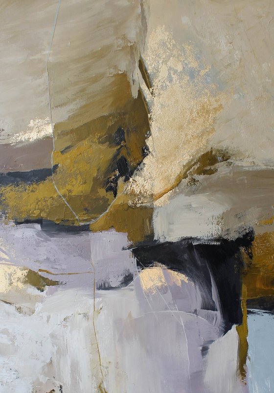 "Ness" Abstract acrylic licak beige brown art