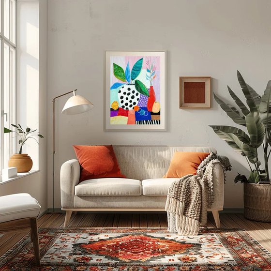 Colorful Still Life with Vases