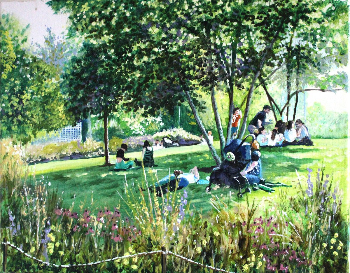 Expressive Oil Painting , Summertime Qe2 Park London By Rod Bere, 20 X 16, Artwork For Sale On Artfinder