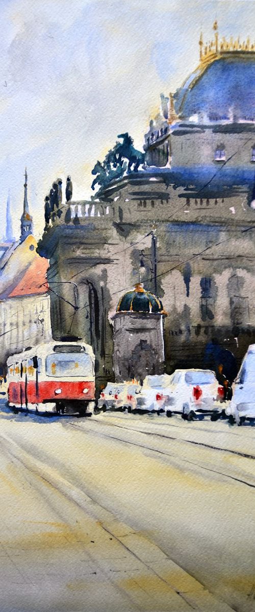 Most legii stare mesto Praha bridge Prague by Nenad Kojić watercolorist