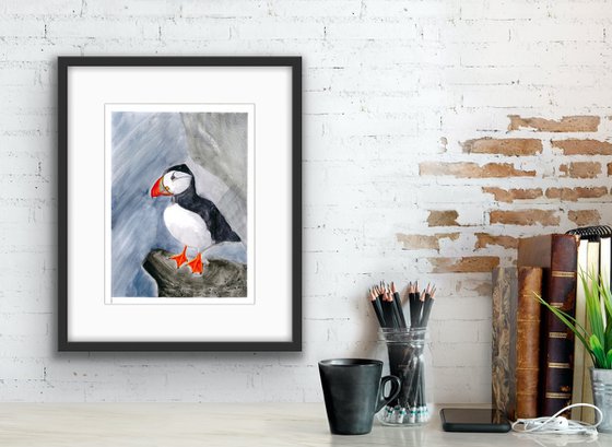 Bird portrait of a puffin  - Gift idea for bird lover