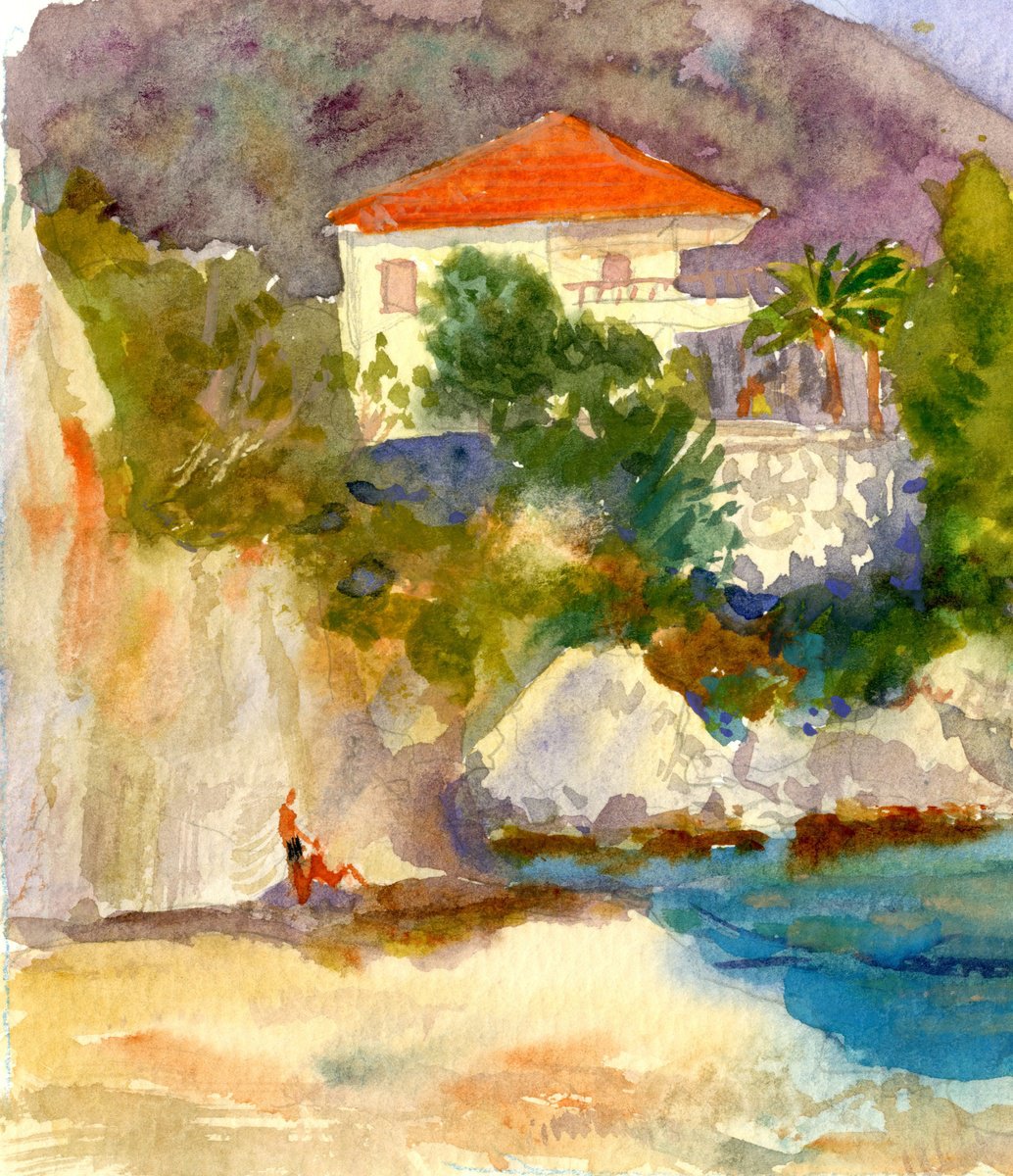 Impressionistic Watercolour , Greece, Kefalonia 03 By Tanya Sun, 12 X 8, Artwork For Sale On Artfinder