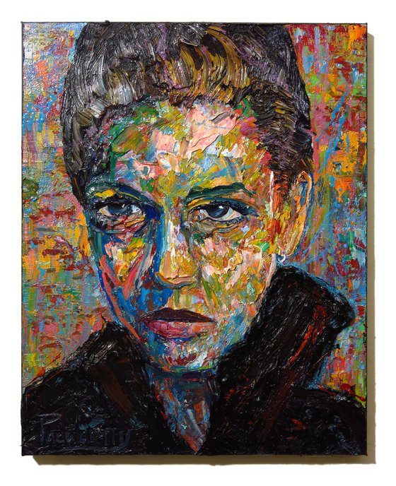 UNTITLED x1196 - Original oil painting on canvas signed abstract modern  vintage impressionism art portrait