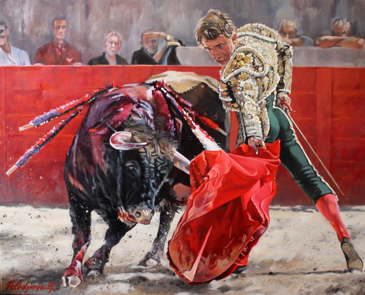 Photorealistic Animal Oil Painting By Volodymyr Melnychuk, 39 X 31", Deadly Duel-2, Original Artwork