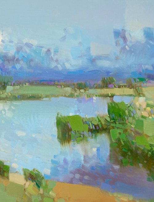 Riverside, Original oil painting, Handmade artwork, One of a kind by Vahe Yeremyan