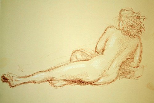 A reclining nude woman by Anatol Woolf