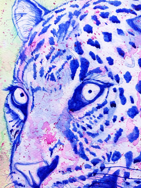 Blue Leopard. Watercolour on paper. A4.