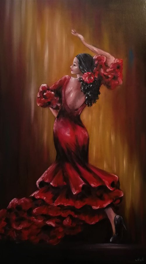 Flamenco dancer - original oil painting by Mateja Marinko