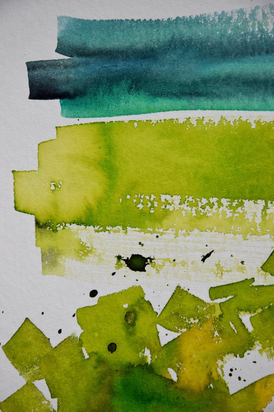 Abstract watercolor painting, green abstract wall art, modern home decor