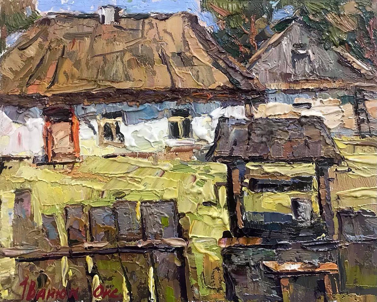 Impressionistic Landscape Oil Painting By Kalenyuk Alex, 10 X 8", Sunny Courtyard, Original Artwork