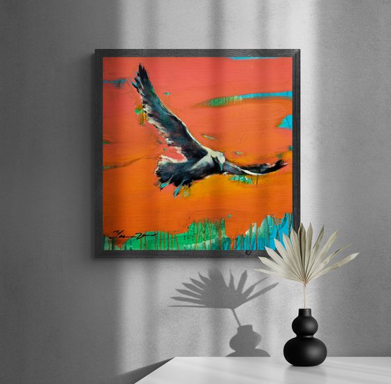 Bright painting - "Seagull on sunset" - Pop Art - Bird - Sea - Ocean - Seagull - Sunset