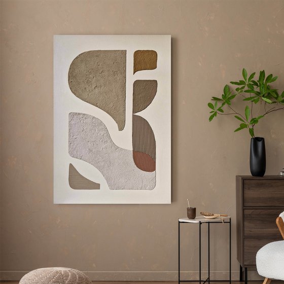 "Bay 3" Brown high textured art