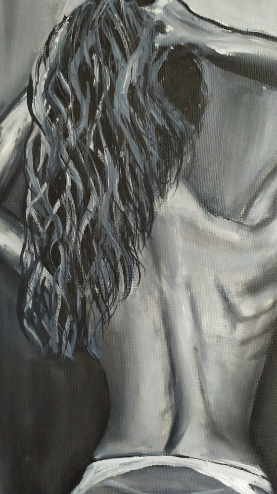 In dreams, erotic nude oil painting, Gift idea, black and white oil painting