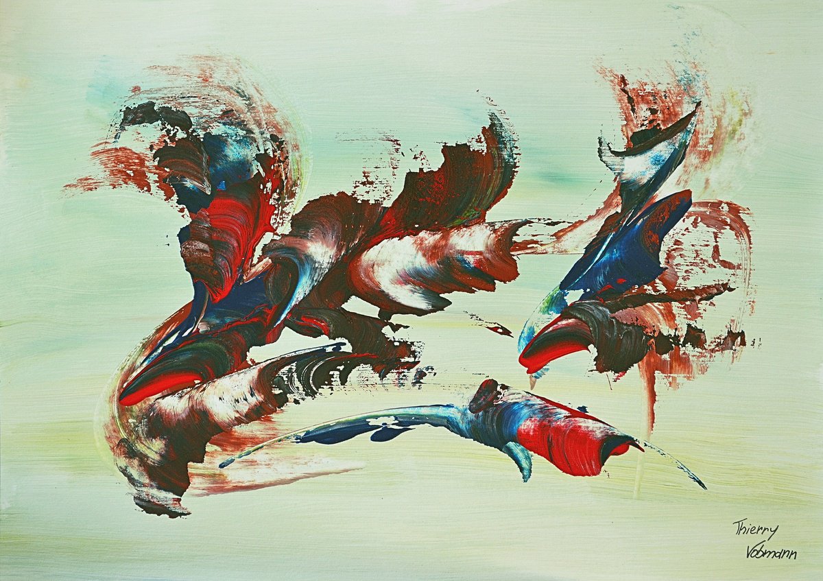 Abstract Acrylic Painting By Thierry Vobmann. Abstract ., 17 X 12", Ideal Gift 132, Original Artwork