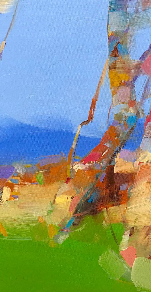 Orange Aspen, Original oil painting, Handmade artwork, One of a kind by Vahe Yeremyan