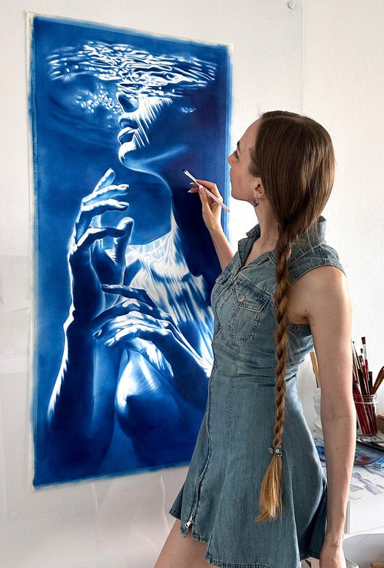 Mermaid's Curiosity - Blue Ocean Nude