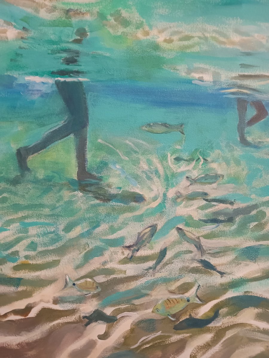 Expressive Landscape Acrylic Painting By Marina Del Pozo, 20 X 24", Secret Seascape 2, Original Artwork