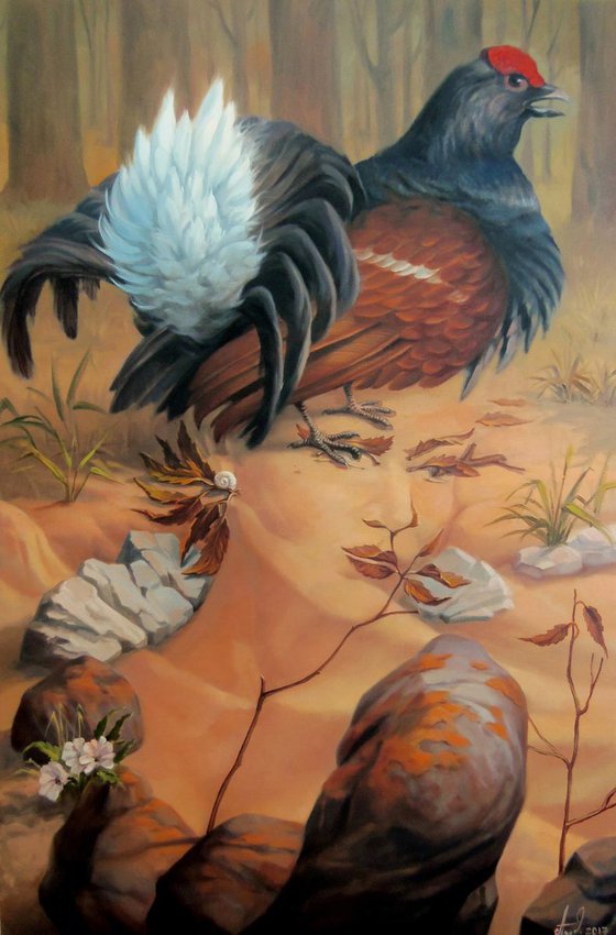 In expectation 60x90cm, oil painting, surrealistic artwork